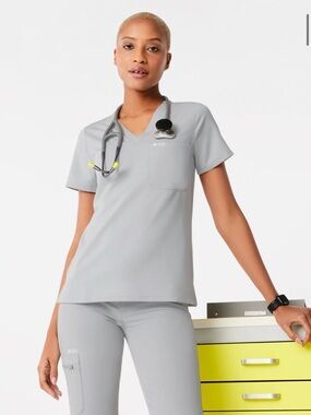 Figs Light Gray Women's V-Neck Scrub Top